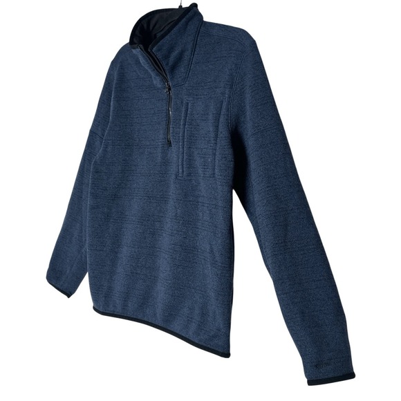 prAna Mens Sweater Jacket Medium Blue Tri Thermal Threads Long Sleeve 1/4 Zip‎ - Picture 7 of 8